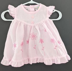 Baby pink flowy dress with flower embroidery